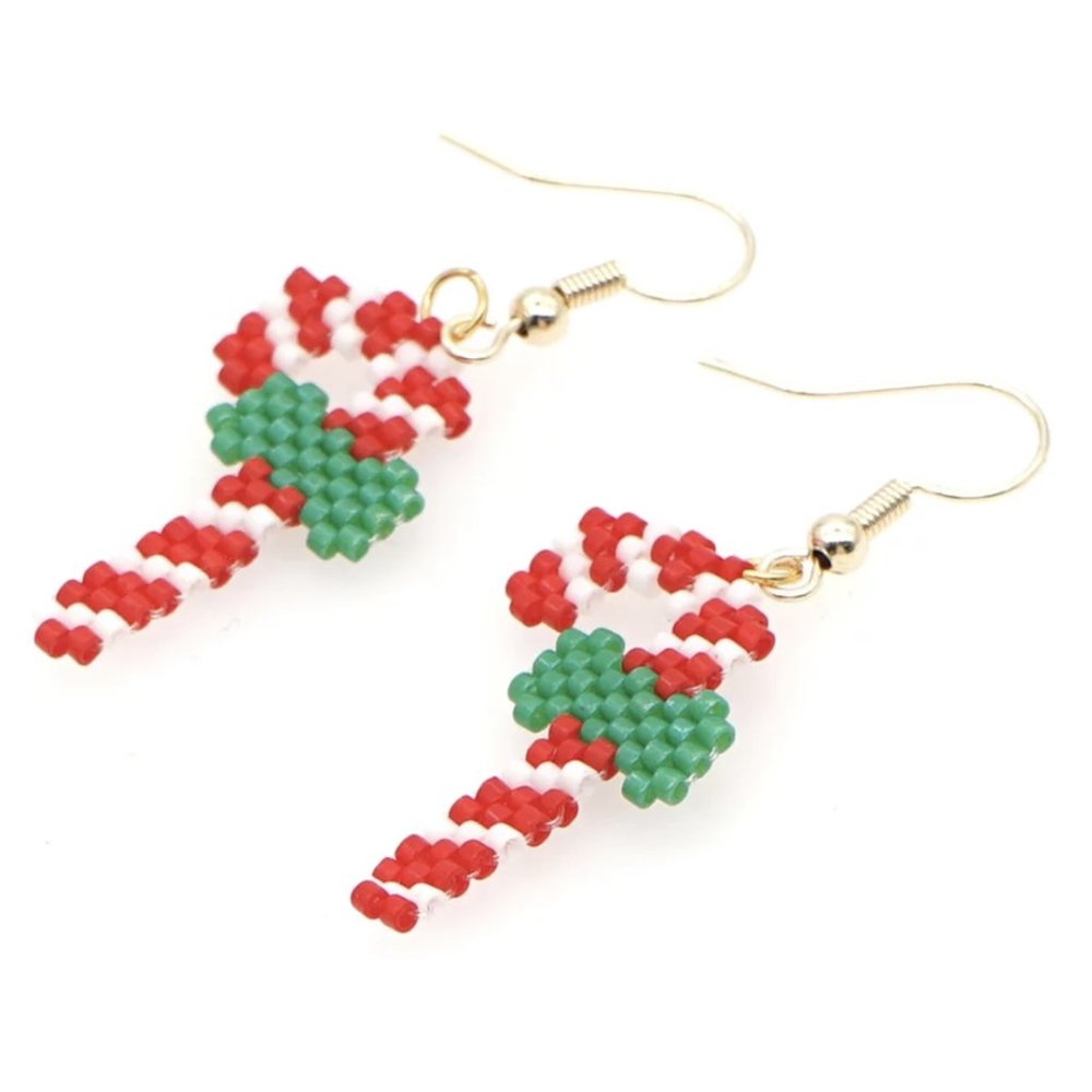 Handmade Stainless Steel Candy Cane Earrings